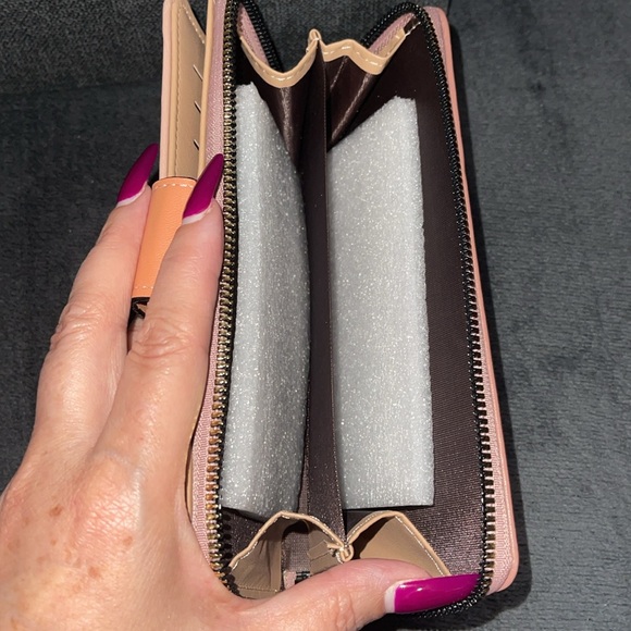 Vegan Leather Wallet 3-Tone Blush Smooth Long - Picture 6 of 6